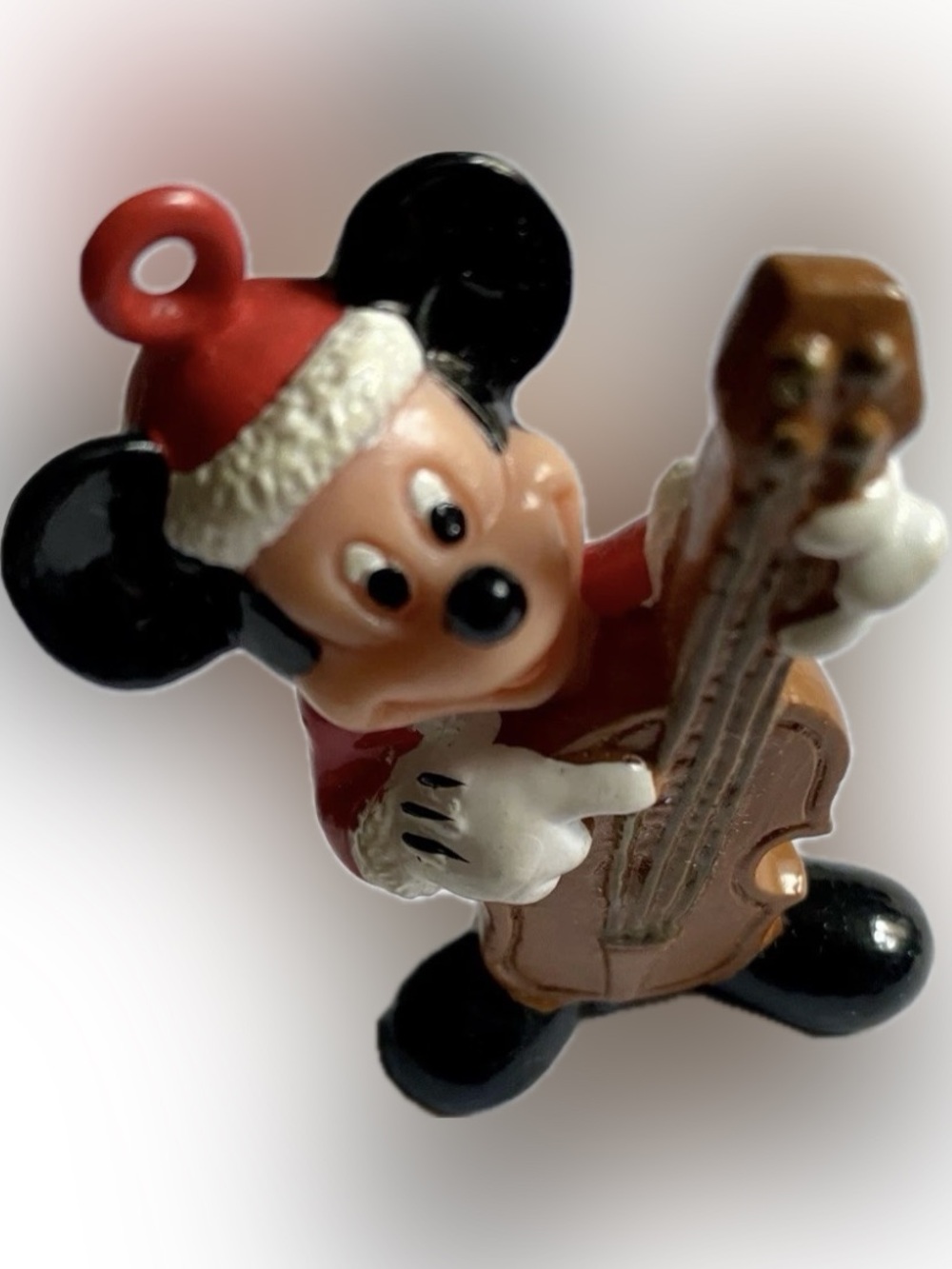 Vintage Mickey Mouse Playing Cello Double Bass Santa Christmas Ornament